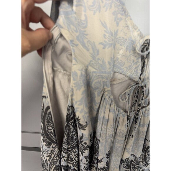 Free People Gray‎ Floral Mini Dress Sz Medium Penny Lover Cold Shoulder  Chiffon - Picture 13 of 15